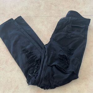 Koral Black Distressed Ripped High Rise Denim Jeans